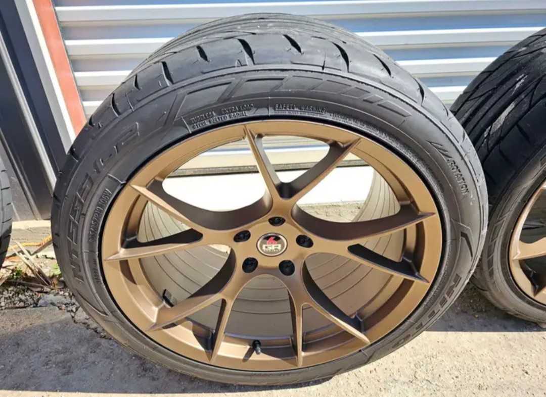 Project 6gr ten wheels in satin bronze, wrapped in Nitto NT555 G2 tires - Image 2