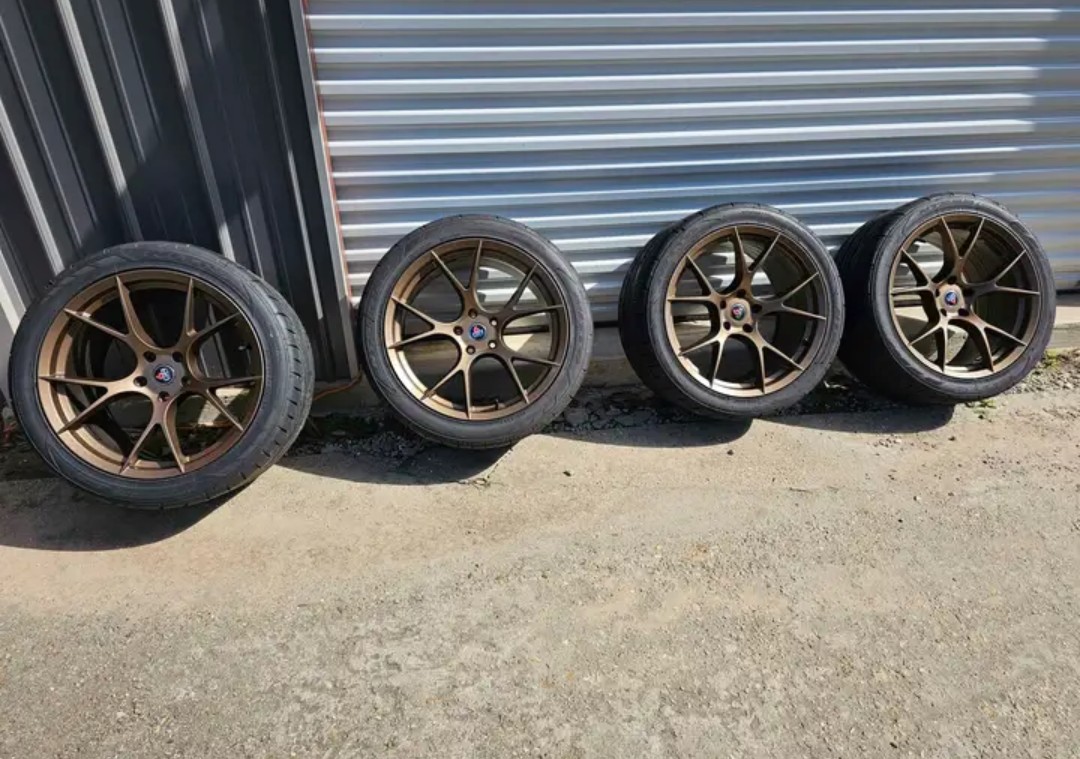 Project 6gr ten wheels in satin bronze, wrapped in Nitto NT555 G2 tires